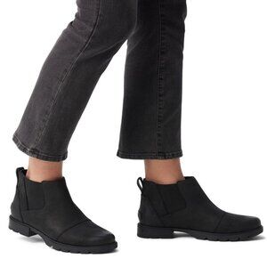 Sorel Women's Black Emelie II NL4324-010 Leather Classic Ankle Chelsea Boot Sz 9